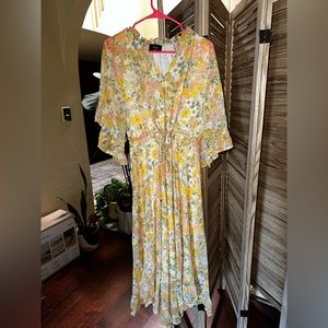 Vici Floral Midi Dress - Yellow, Pink, White